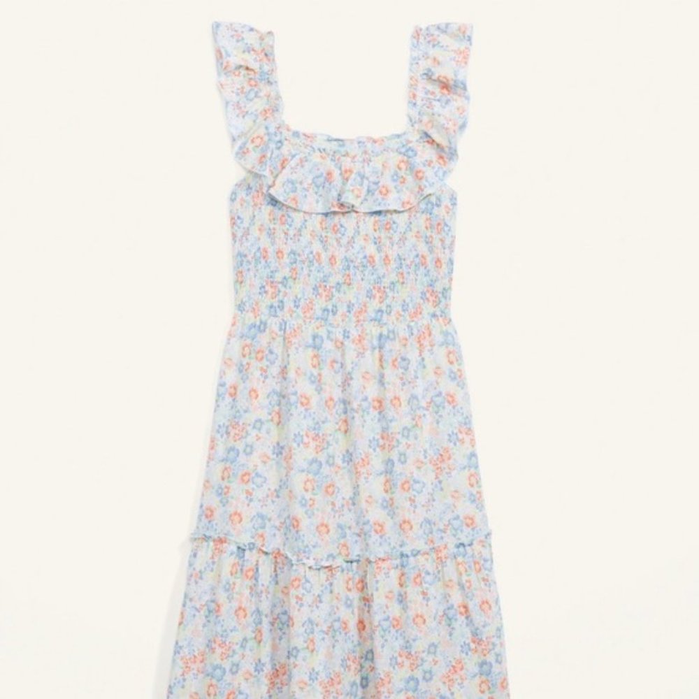 NWT Old Navy Sleeveless Smock Tiered Dress Multi Floral Medium - Picture 5 of 12